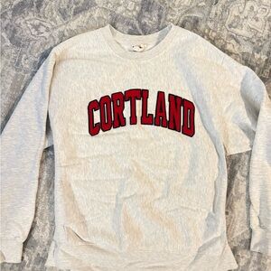Gray Sweatshirt with Red 'Cortland' Print